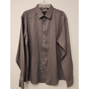 Flex Luxury Collection Flip Cuff Shirt Long Sleeve Button Up Gray Mens XL EUC